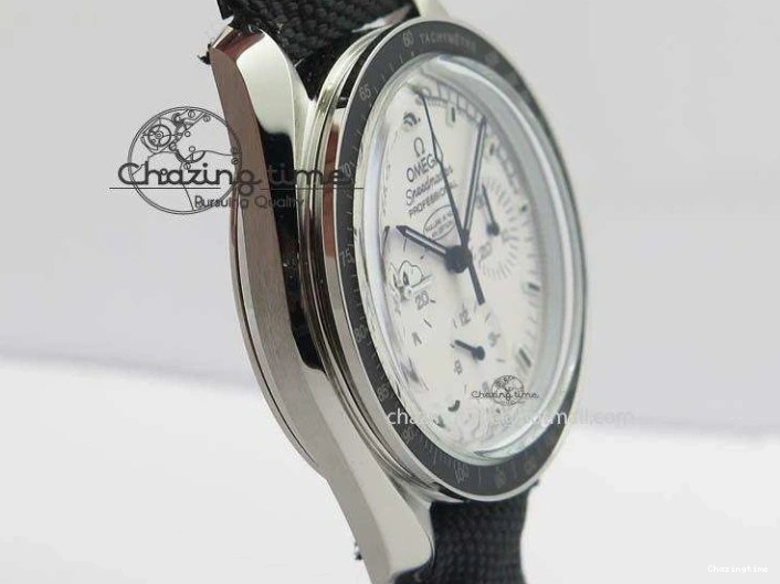 1229 TimelessDesign Speedmaster JHF SS Snoopy Award 45th Anniversary White Dial On Black Nylon Strap 8209